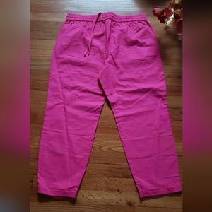 J crew Women’s Linen Blend Pink drawstring pants size 14 W/ Pockets
